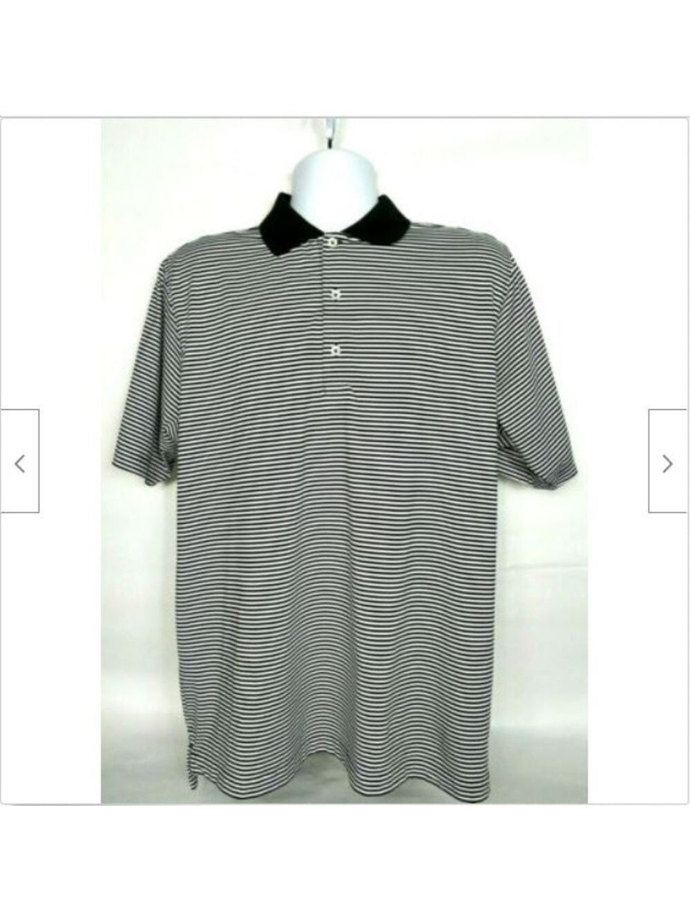 F&G Tech Men's Golf Polo Large Black White